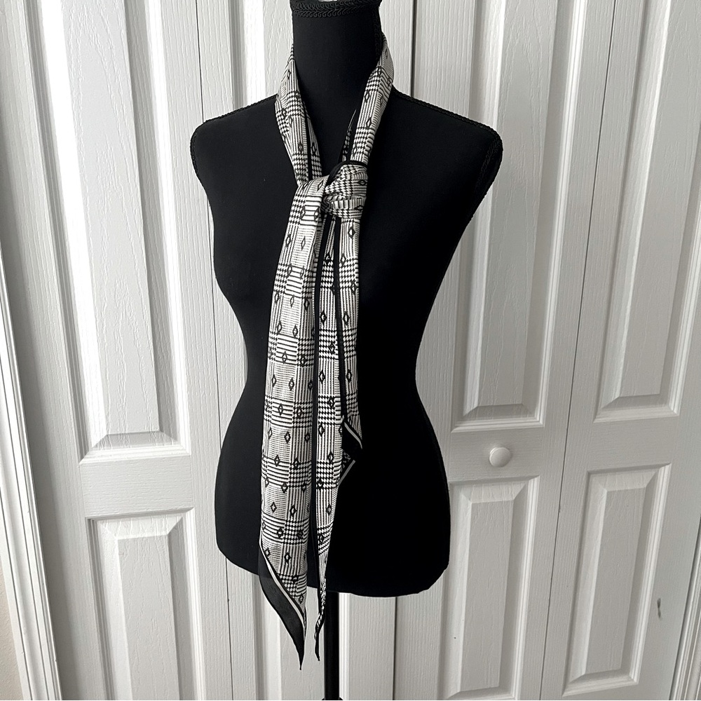 Elaine Gold Black and White Silk Scarf
